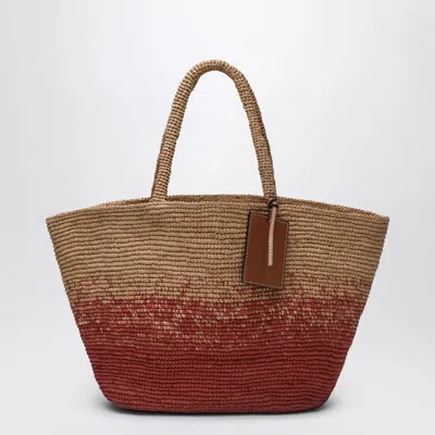Manebi Large Tote In Shaded Rust-colored Raffia