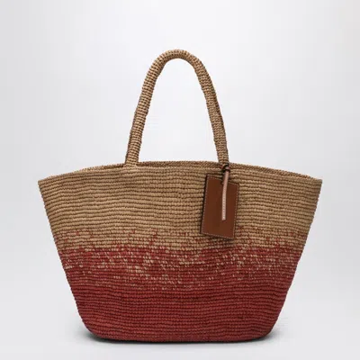 Manebi Large Tote In Shaded Rust-colored Raffia