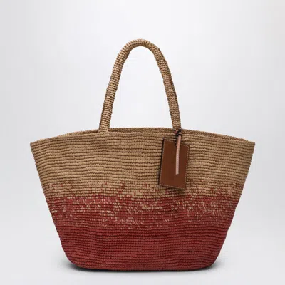 Manebi Manebí Large Tote In Shaded Rust-colored Raffia