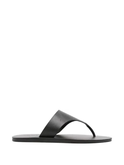 Manebi Leahter Thong Sandals In Black