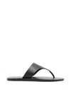 Manebi Leather Thong Sandals Flat Sole Open Toe In Black
