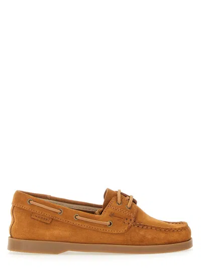 Manebi Leather Boat Moccasin In Brown