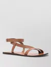 Manebi Leather Gladiator Sandals Ankle Strap Flat