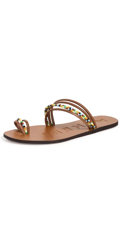 Manebi Leather Sandals Tan In Brown