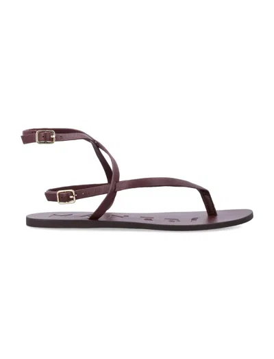 Manebi Manebì Leather Strappy Thong Sandals In Brown