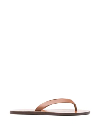 Manebi Leather Thong Sandals In Brown