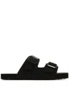 Manebi Logo-debossed Double-buckle Sandals In Black