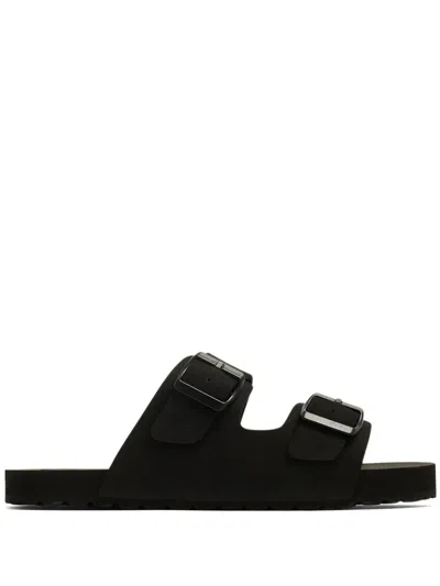 Manebi Logo-debossed Double-buckle Sandals In Black