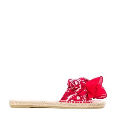 Manebi Logo Flat Slippers In Red