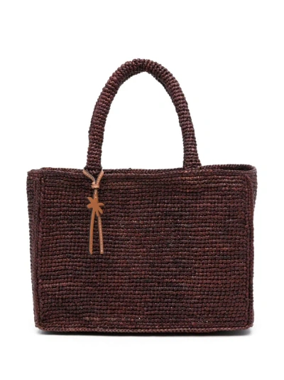 Manebi Logoed Shopping Bag In Burgundy