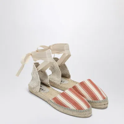 Manebi Striped Open Toe Espadrilles In Neutral