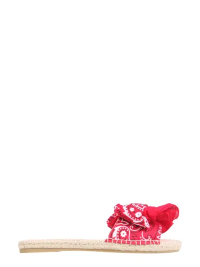 Manebi Bandana Flat Sandals With Bow Red | ModeSens