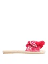 Manebi Bandana Flat Sandals With Bow Red In Red
