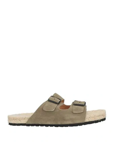 Manebi Manebí Man Espadrilles Khaki Size 9 Leather In Gray