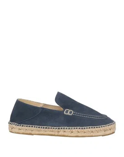 Manebi Manebí Man Espadrilles Navy Blue Size 8 Soft Leather In Grey