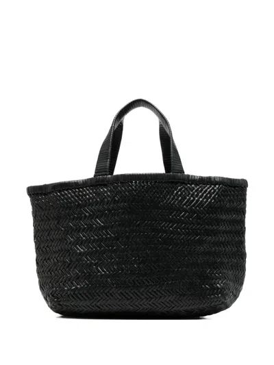 Manebi Medium Leather Tote Bag In Black