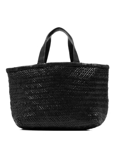 Manebi Medium Leather Tote Bag In Black