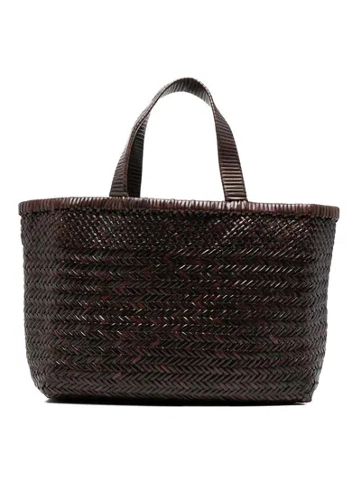 Manebi Medium Leather Tote Bag In Brown
