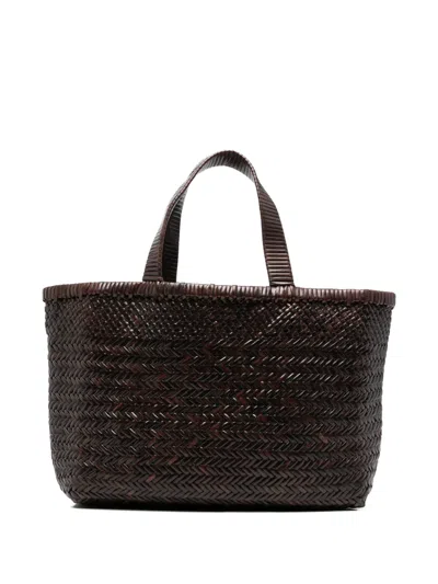 Manebi Medium New Sunset Woven Leather Tote Bag In Brown