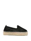 Manebi Mesh-knit Platform Espadrilles In Black