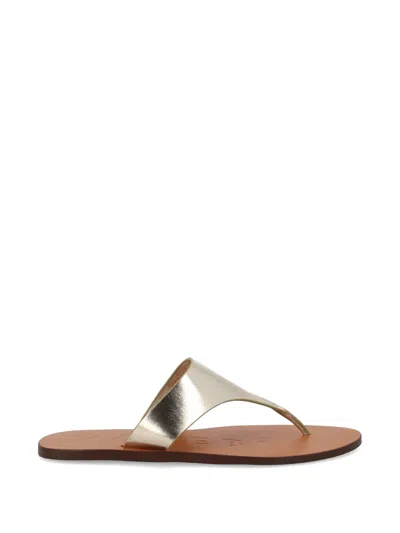 Manebi Silver Goat Leather Buff Leather Neolite Flats In Gold