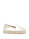 Manebi Metallic Finish Espadrilles In Gold