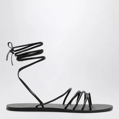 Manebi Mini Crossover Leather Sandals In Black