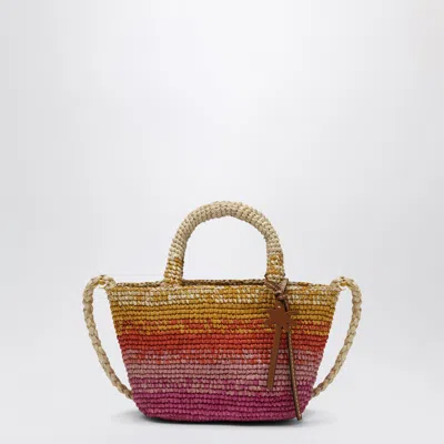 Manebi Mini Sunset Glow Panier Bag In Raffia In Multicolor