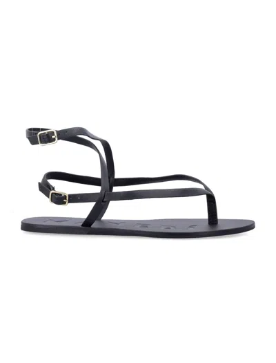 Manebi Mini Thong Sandals With Adjustable Buckle In Black