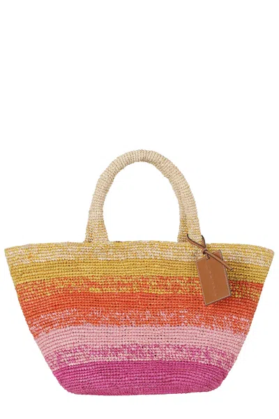Manebi Multicolor New Panier Woven Raffia Tote Bag In Brown