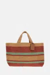 Manebi Sunset Large Striped Raffia Tote Bag