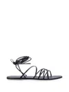 Manebi Flat Sole Open Toe Multi Strap Sandals In Black