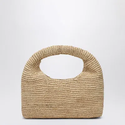 Manebi Manebí Natural Blue Raffia Halfmoon Bag