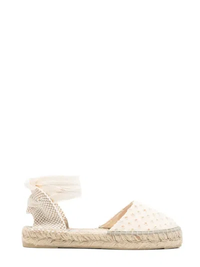 Manebi Natural Lace Up Espadrilles In Brown