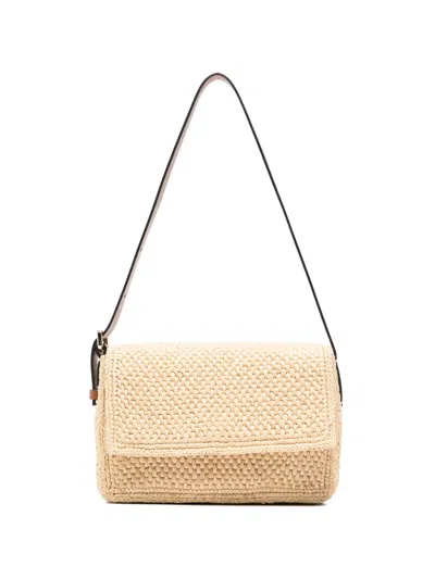 Manebi Natural Leather Shoulder Bag In Neutral