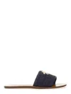 Manebi Embroidered Open Toe Flat Sole Sandals In Black