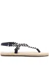 Manebi Woven Strap Flat Sole Open Toe Sandals In Black