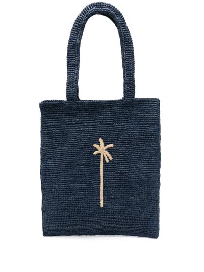 Manebi Navy Blue Plam Tote