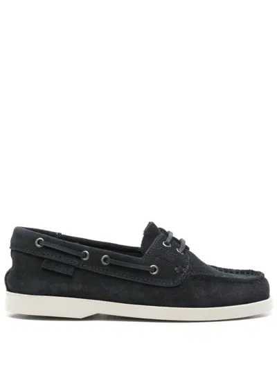 Manebi Navy Blue Suede Loafers