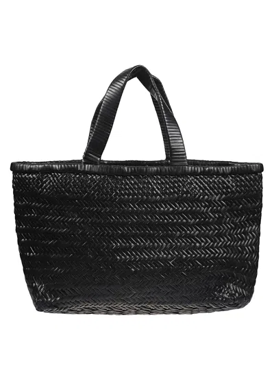 Manebi New Sunset Woven Leather Bag In Black