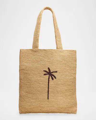 Manebi Palm Tree Raffia Tote Bag