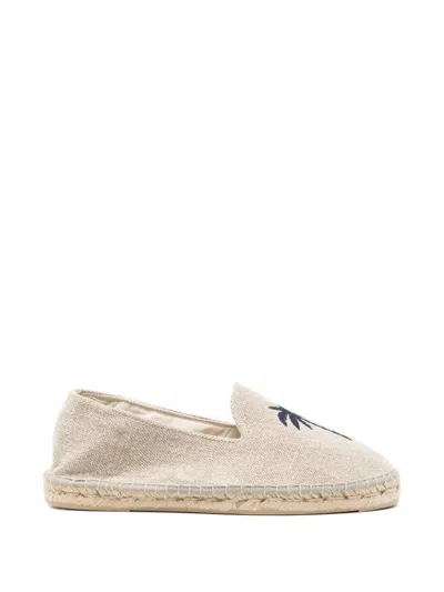 Manebi Flat Espadrilles With Palm Detail In White