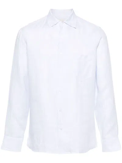 Manebi Striped Linen Shirt In White