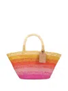 Manebi Mini Natural Raffia Shoulder Bag In Multi