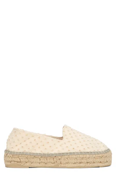 Manebi Platform Espadrilles With Rope Sole In Panna