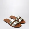 Manebi Platinum Colored Strap Sandals In Leather