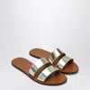 Manebi Platinum Colored Strap Sandals In Leather