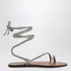 Manebi Platinum Leather Sandals In Silver