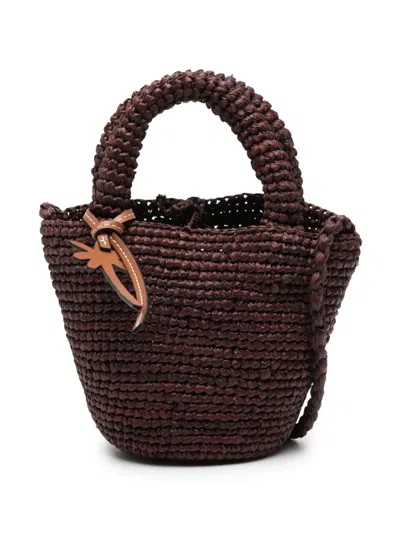 Manebi Raffia Mini Bag In Brown