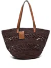 Manebi Raffia Shoulder Bag In Brown